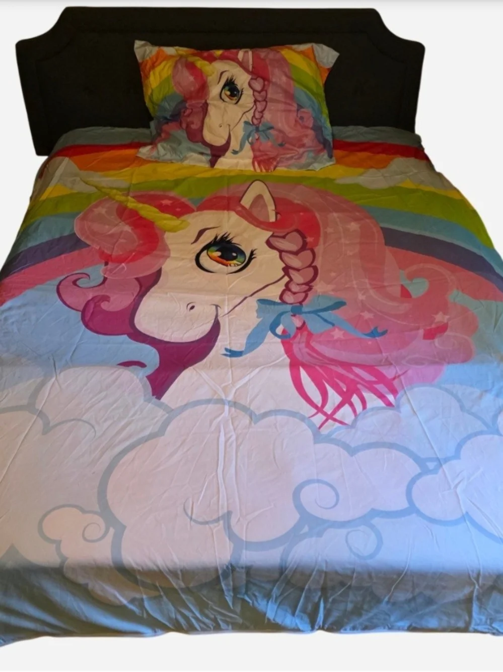 Rainbow Unicorn Twin Duvet Cover & Pillow Sham Set